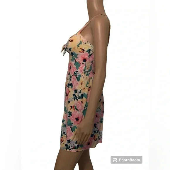 AUW Floral Spaghetti Strap Smocked Back Mini Spring Dress Women’s Size M - Picture 4 of 8